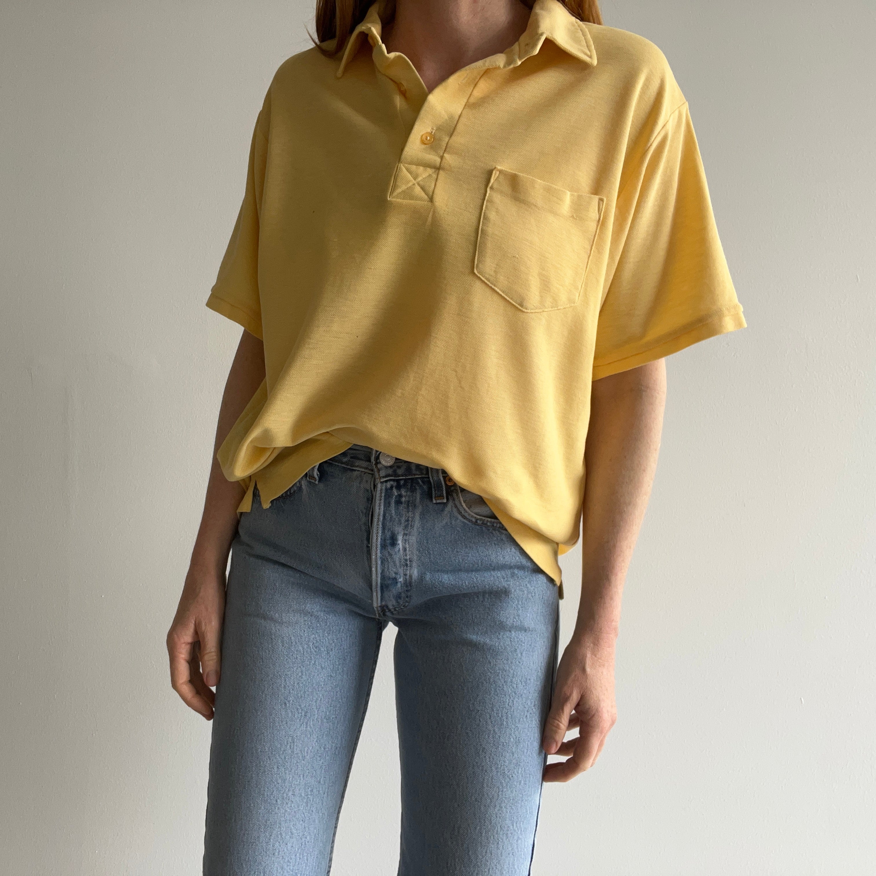 1980s Buttery Yellow Polo T-Shirt