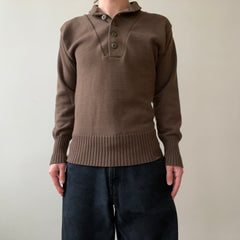 1980s/90s Brown Knit Military Sweater