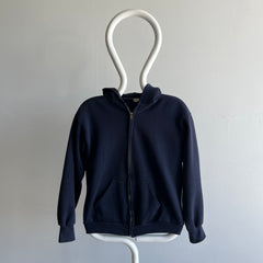 1970s Navy Hoodie with Contrast Stitching - Collectible