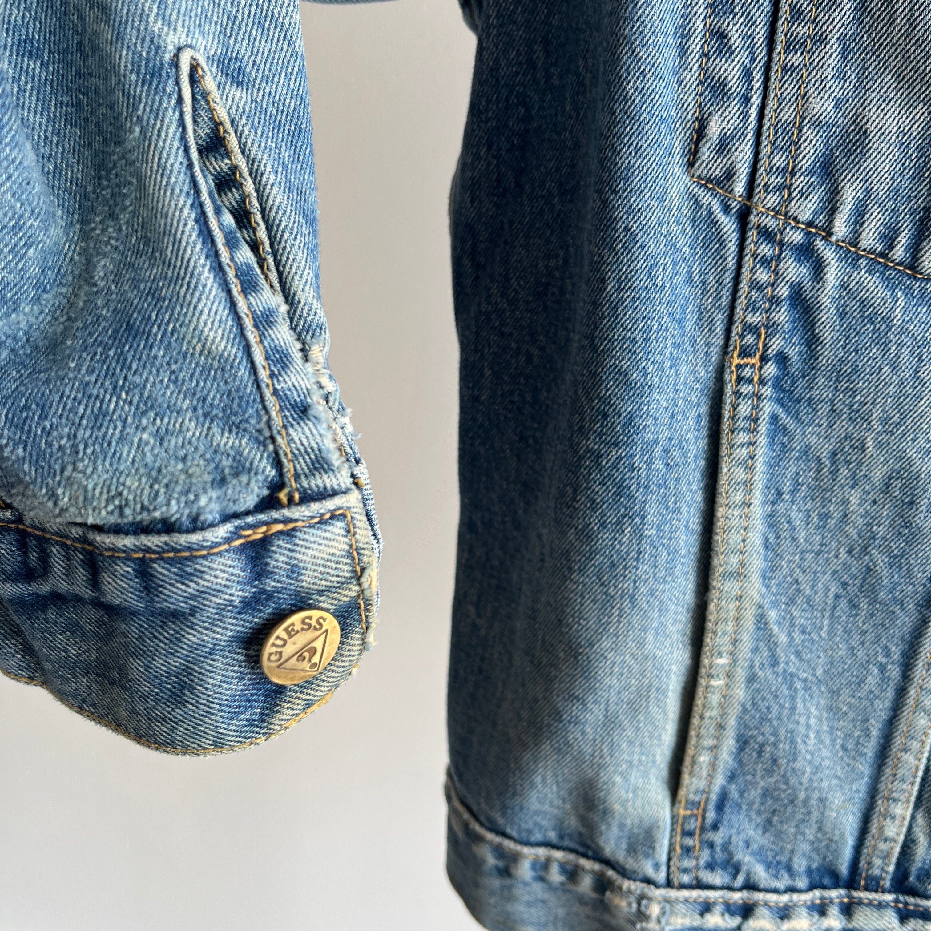1980s Thrashed Guess Jeans Denim Jacket - USA Made – Red Vintage Co