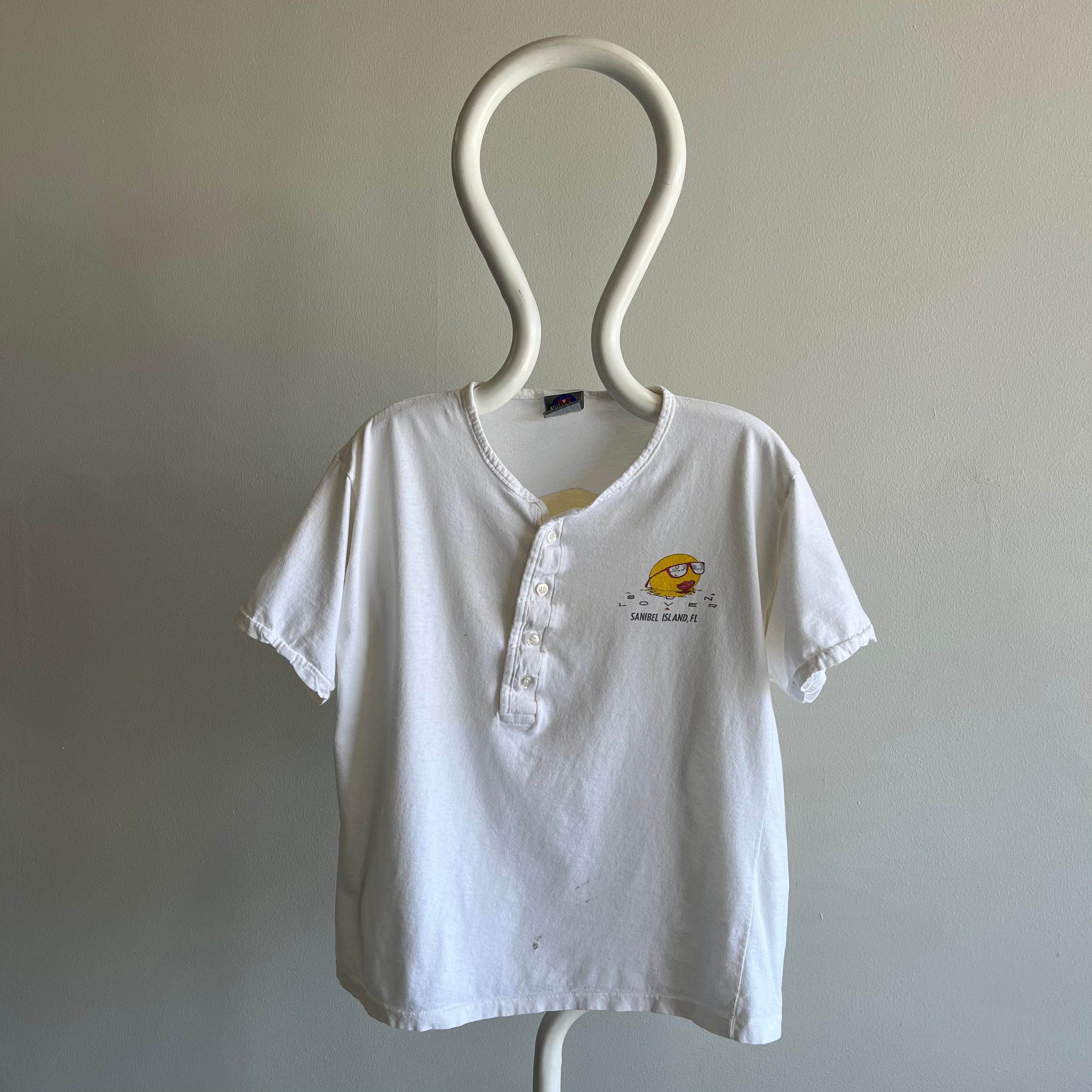 1980s Sanibel Island Short Sleeve Henley T-SHirt by Vuarnet