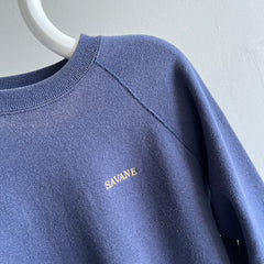 1980s Savane Sun Faded Navy Raglan Sweatshirt