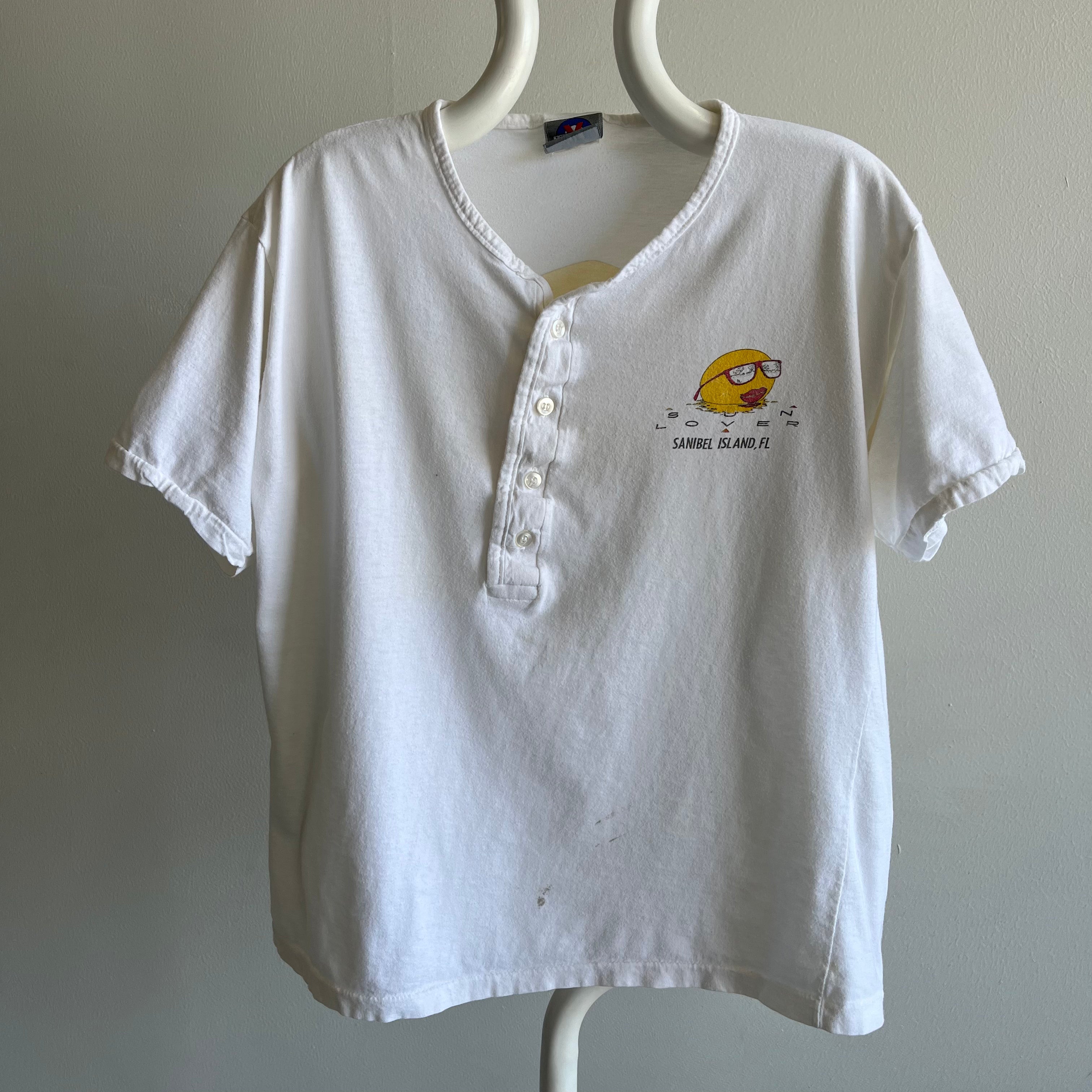 1980s Sanibel Island Short Sleeve Henley T-SHirt by Vuarnet