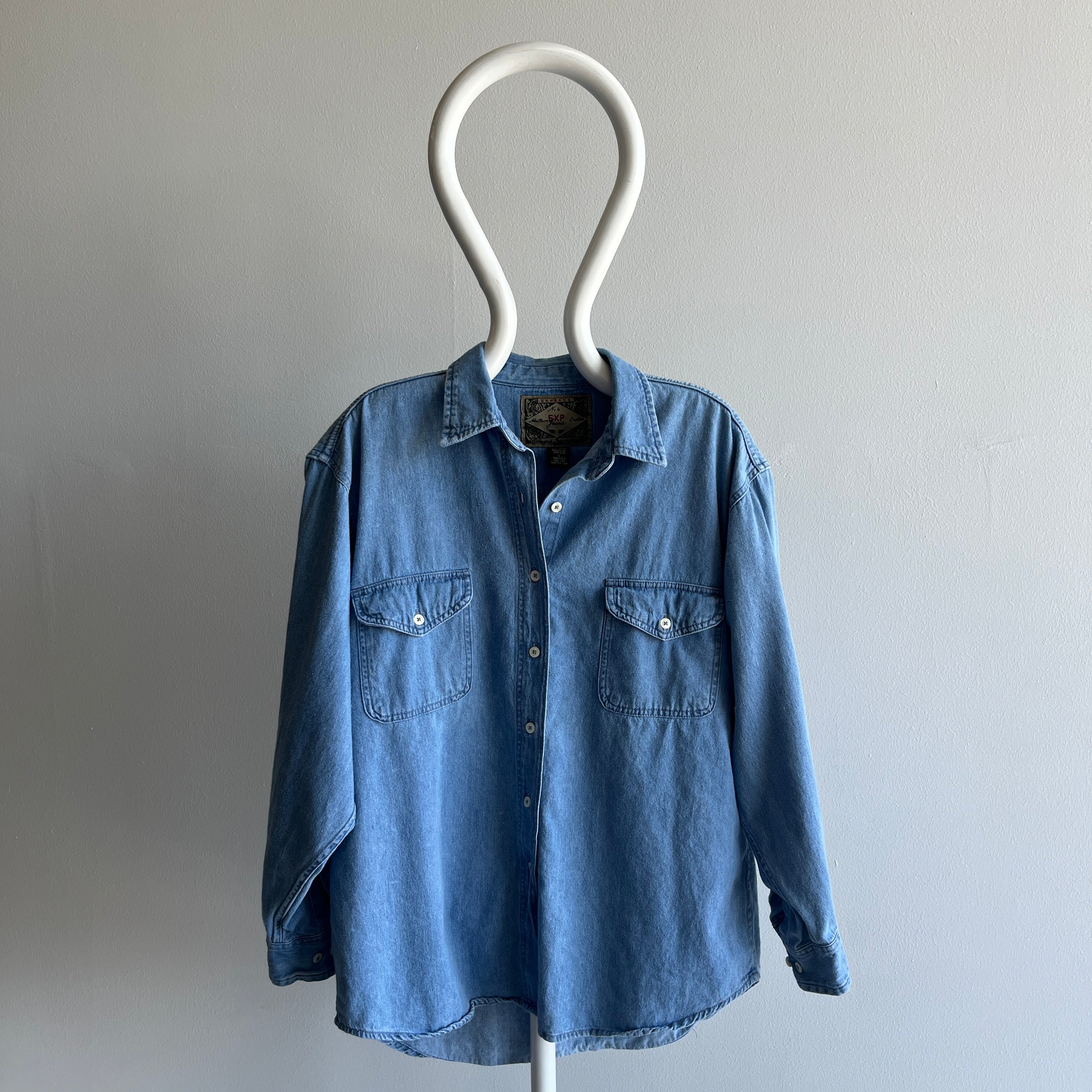 1990s Soft Denim Cotton Dad Shirt by Express