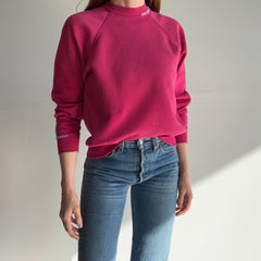 1980s DIY Hand Mended Tattered Hot Pink Sweatshirt