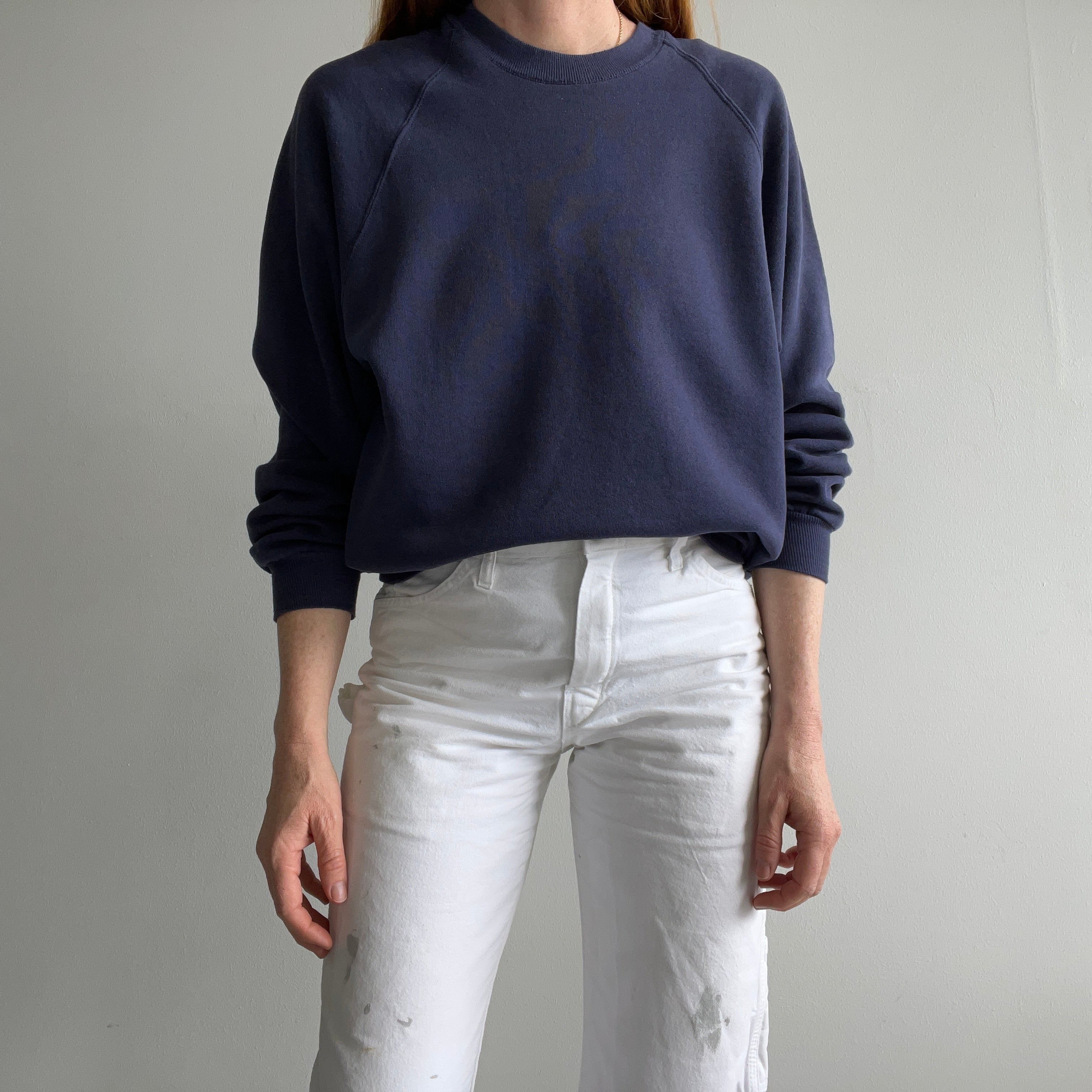 1980s Faded Blank Navy Raglan by Jerzees