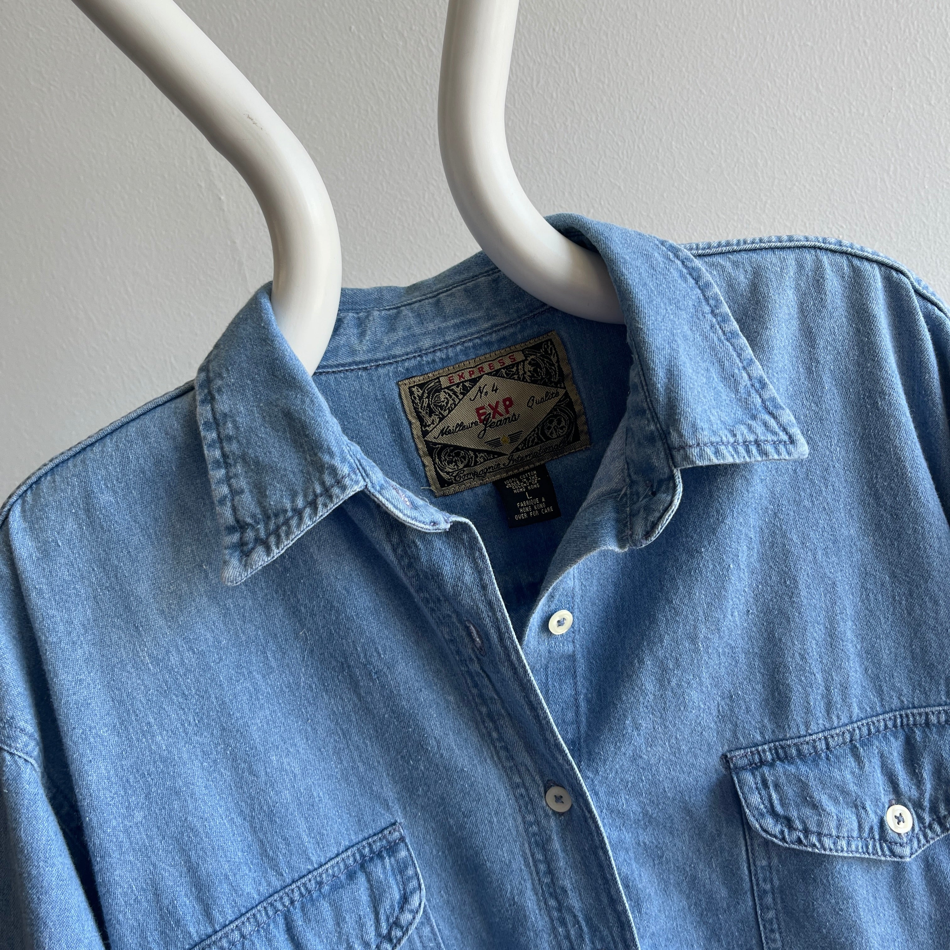 1990s Soft Denim Cotton Dad Shirt by Express