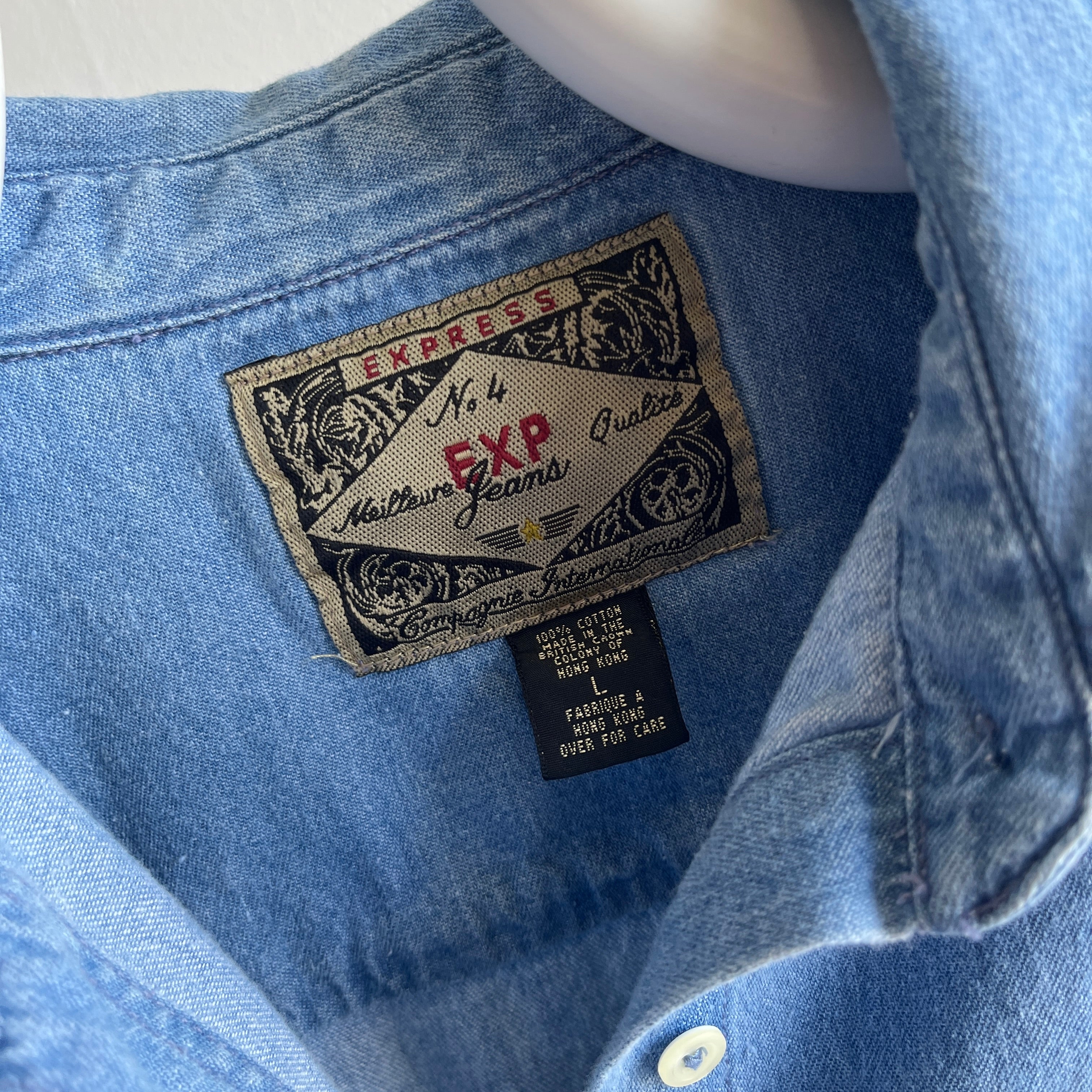 1990s Soft Denim Cotton Dad Shirt by Express