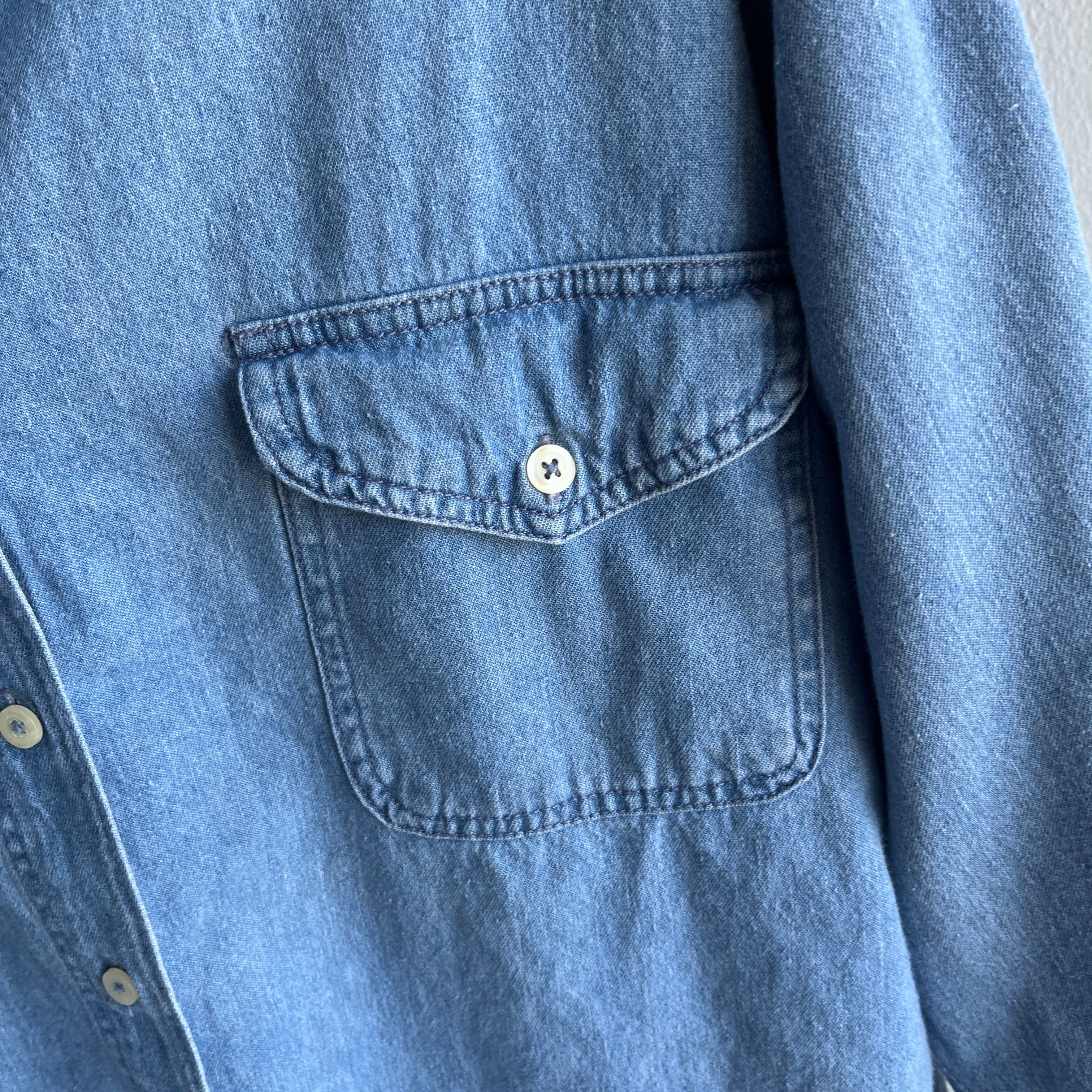 1990s Soft Denim Cotton Dad Shirt by Express