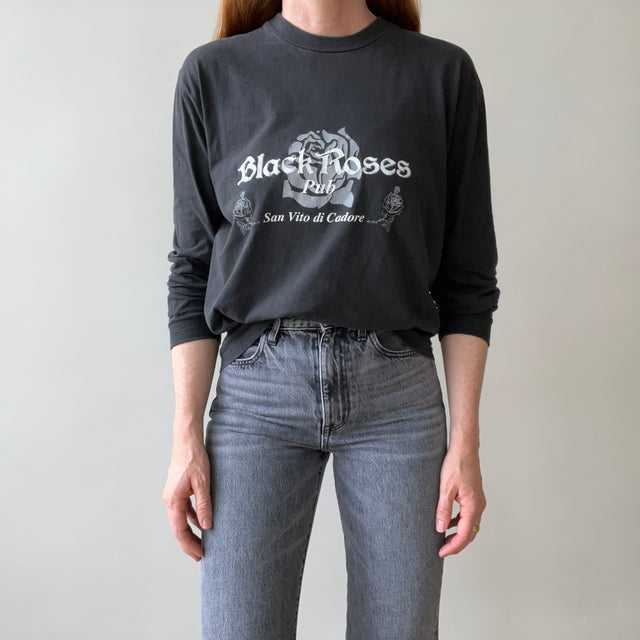 1990's San Vito De Cadore - Italian - Black Roses Pub Long Sleeve T-Shirt
