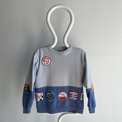 1988 (And Before) DIY Soccer and Other Patched Two Tone Color Block Mostly Cotton Sweatshirt
