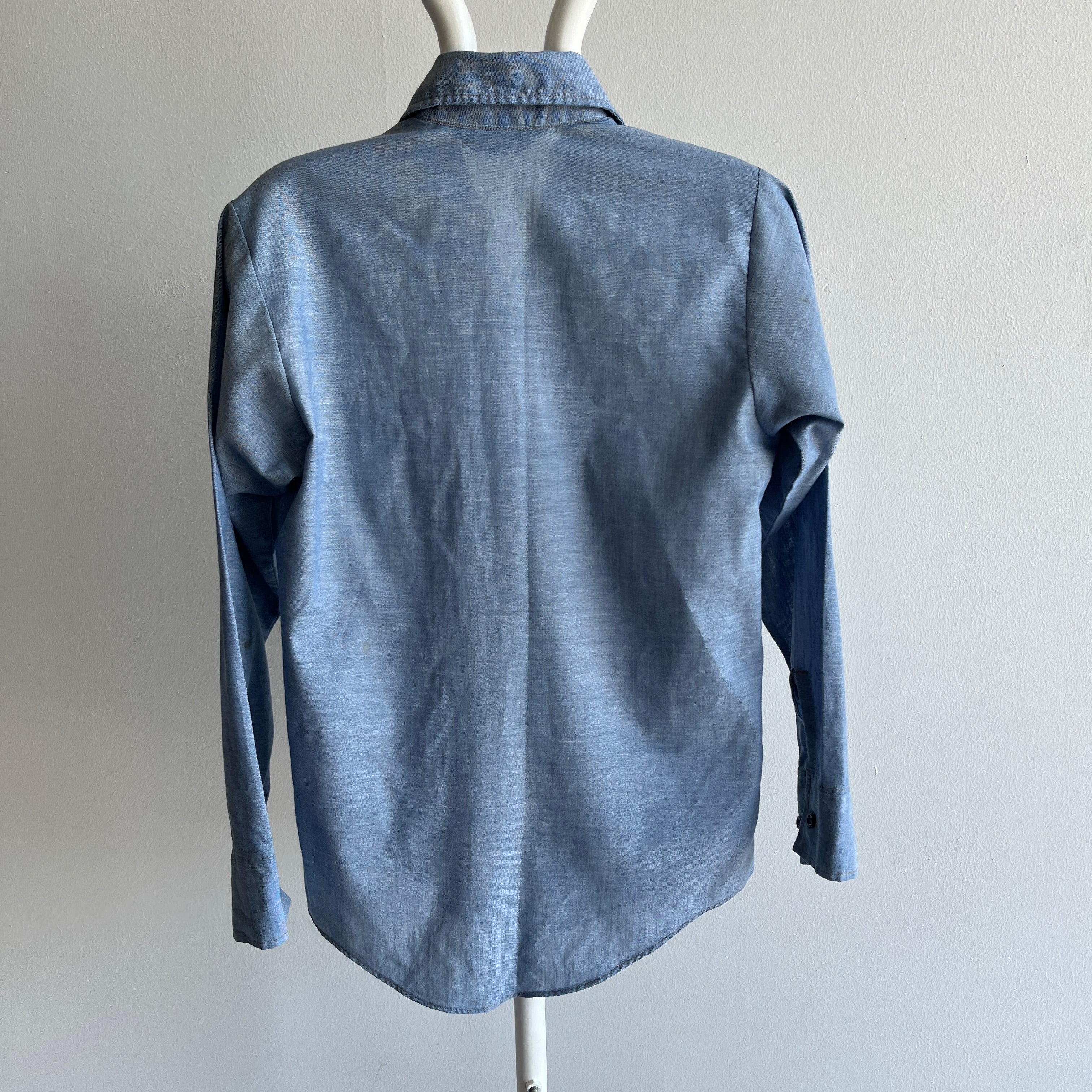 1970s Smaller Single Pocket Lightweight Denim Shirt by JC Penny