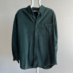 1990s Weargaurd Houndstooth Black and Green Dad Flannel/Shirt