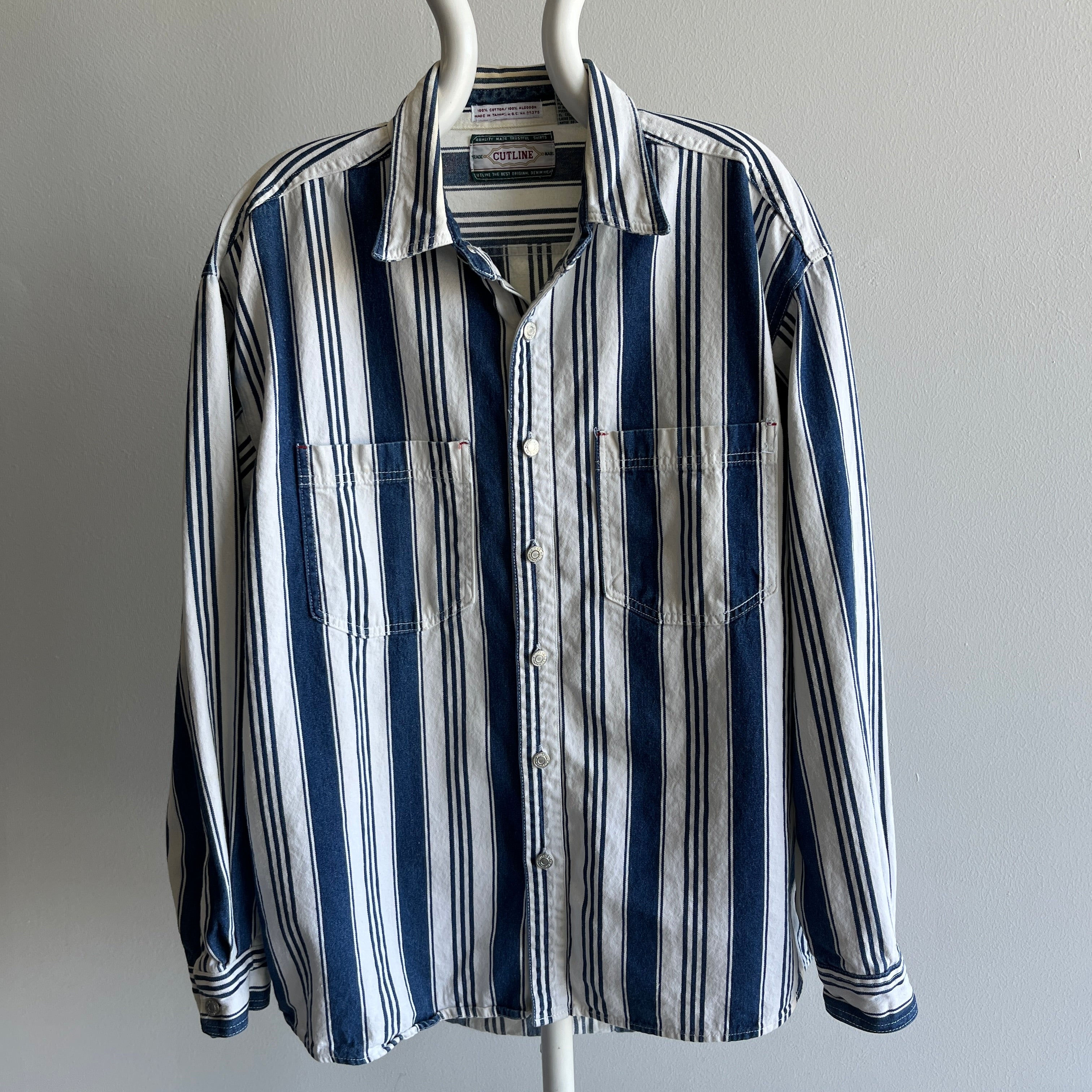 1990s Striped Denim Dad Shirt/Jacket