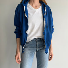 1980s Royal Blue Zip Up Hoodie with Rad Pockets