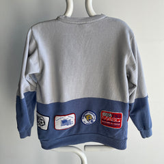 1988 (And Before) DIY Soccer and Other Patched Two Tone Color Block Mostly Cotton Sweatshirt