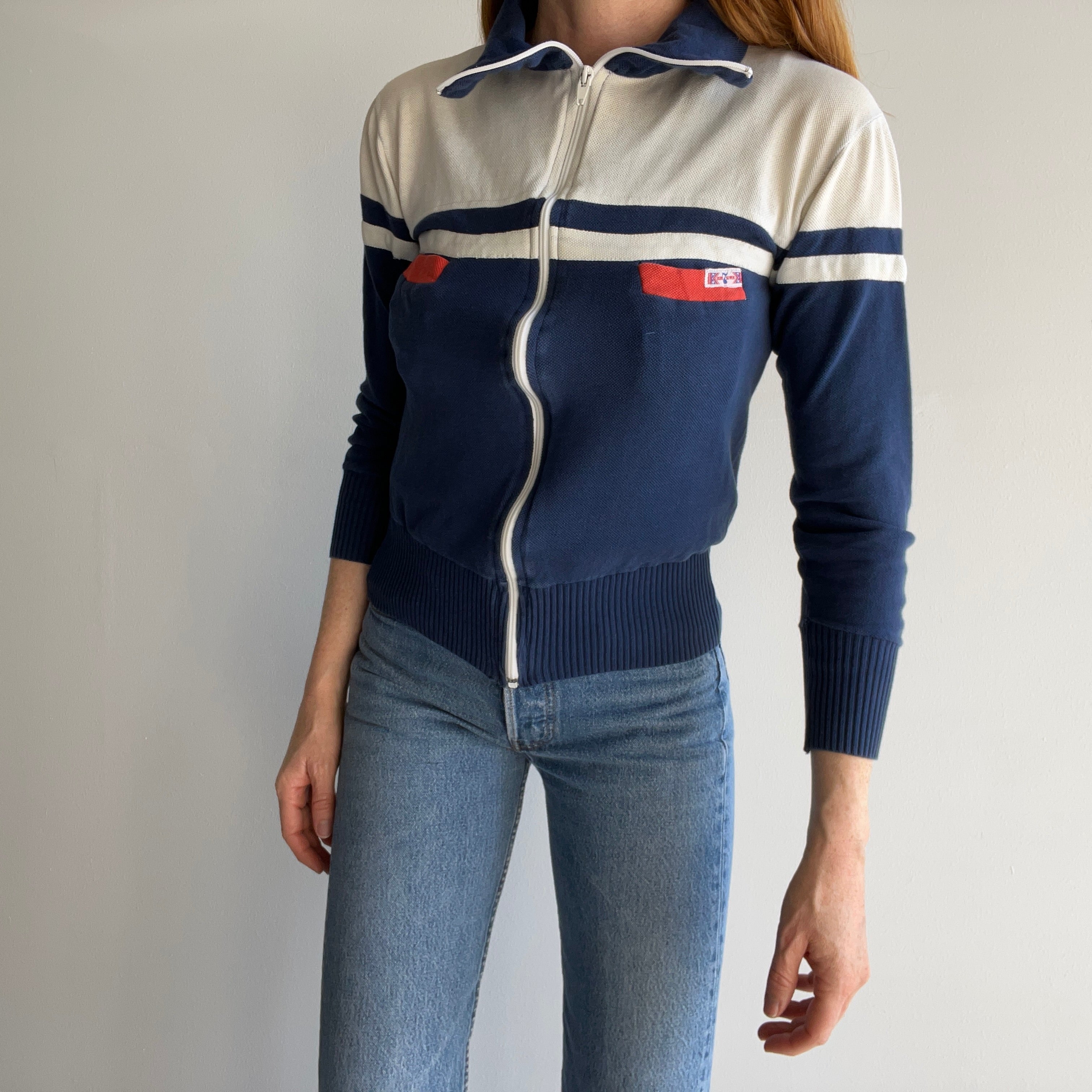 1970s European Made 100% Cotton Lightweight Zip Up Sweater/Sweatshirt