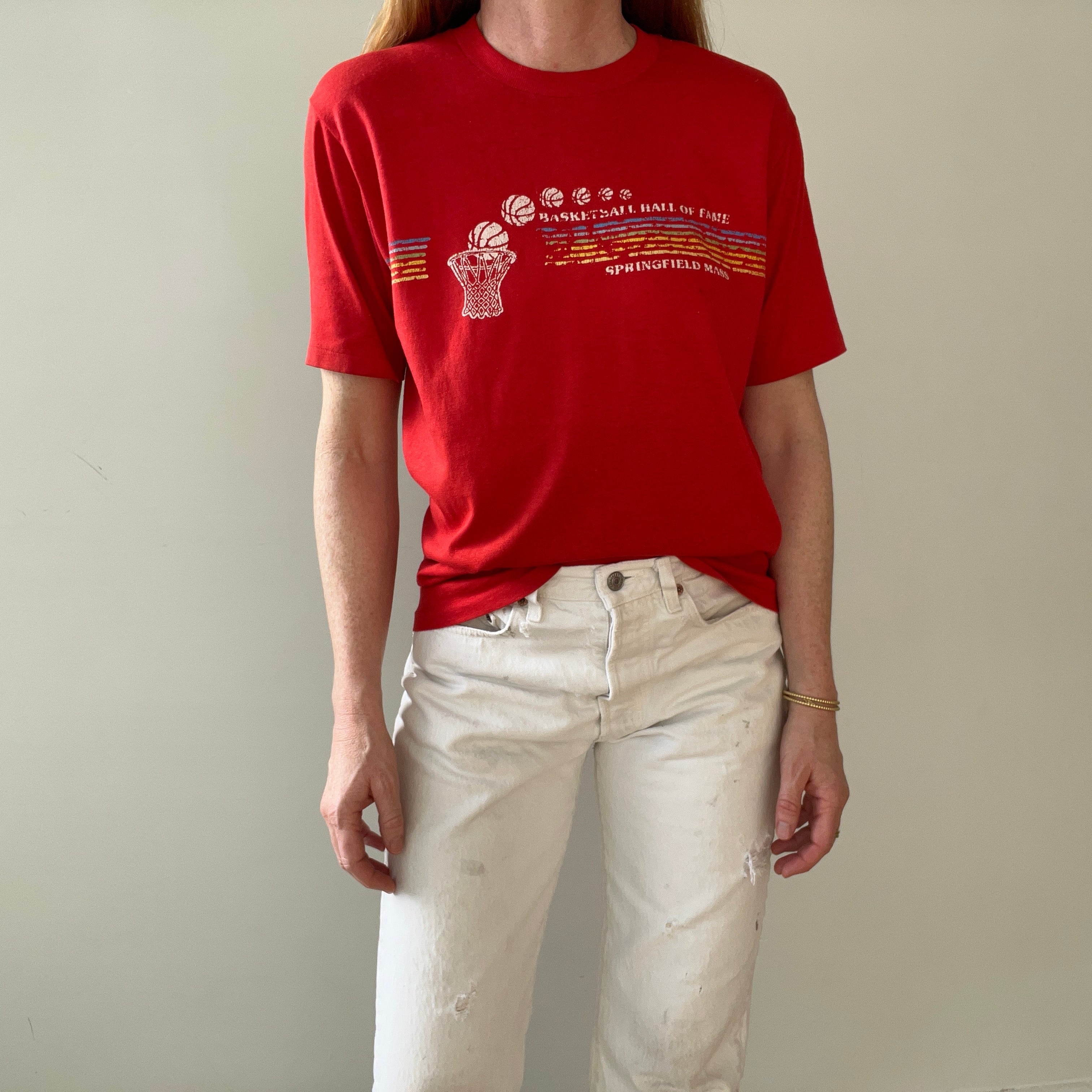 1970s/80s Red Basketball Hall Of Fame Springfield Mass T Shirt