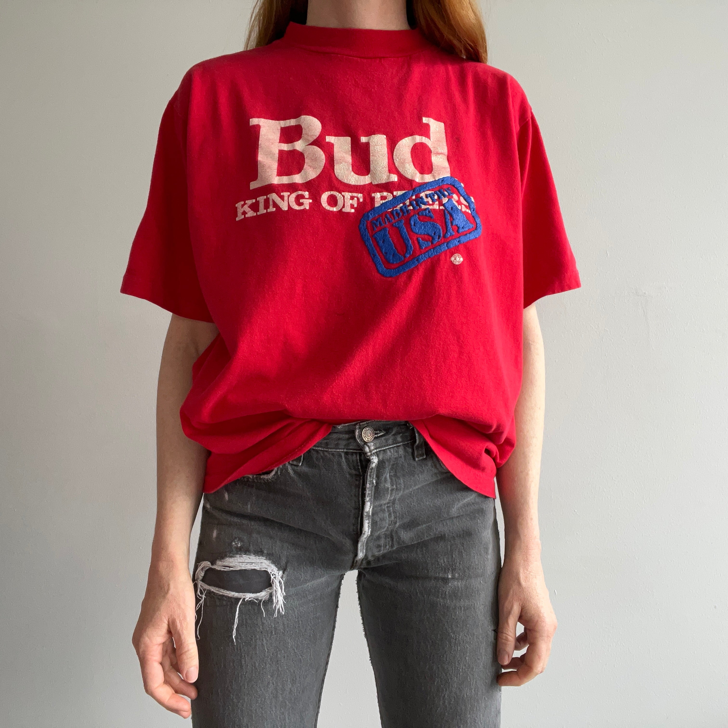 1980s Bud - The King Of Beers - Cotton T-Shirt