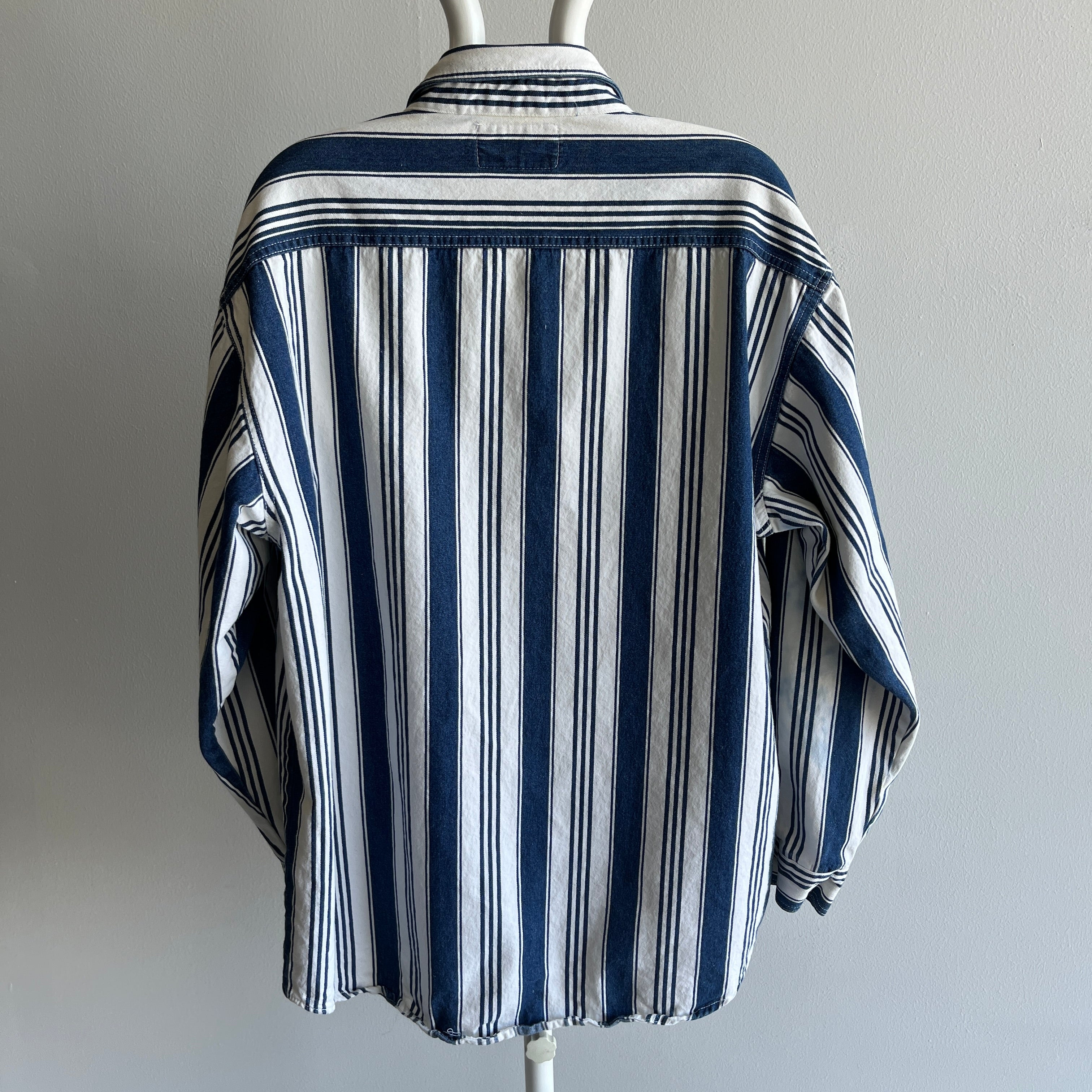 1990s Striped Denim Dad Shirt/Jacket