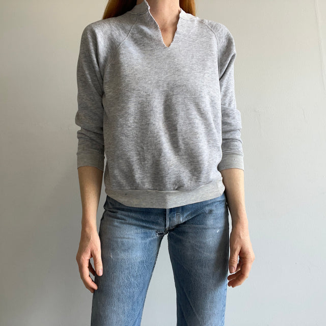 1980s Cut Neck Blank Gray Raglan by Action