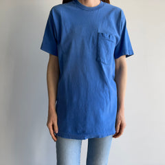 1980s Perfectly Worn Sky Blue Cotton Pocket T-Shirt by BVD