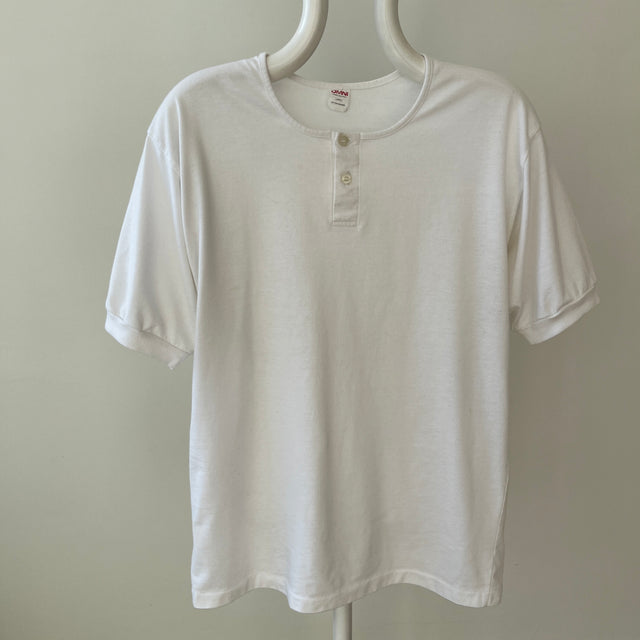 1990s Blank White Henley T-Shirt