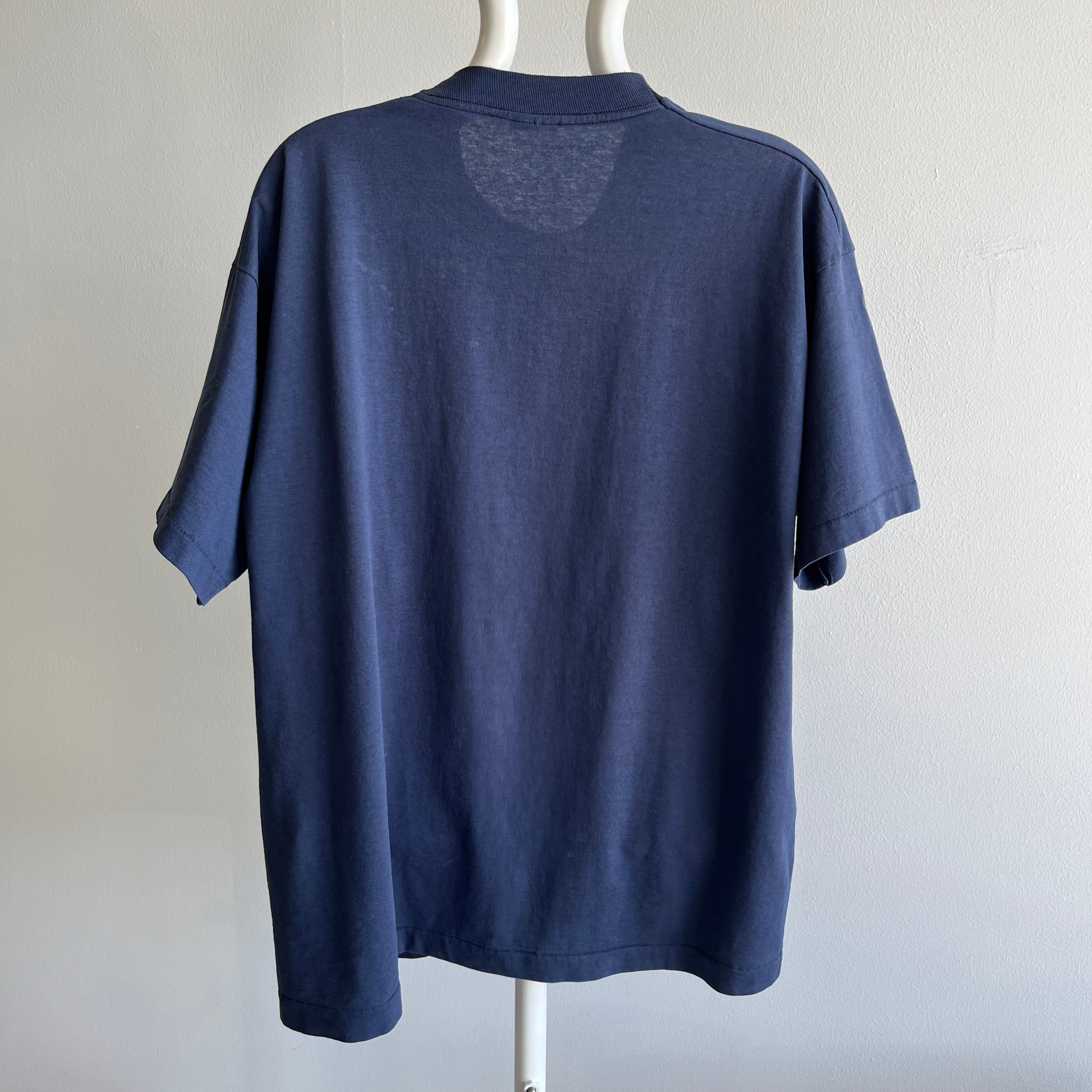 1980/90s Nicely Worn Blank Navy Single Stitch T-Shirt