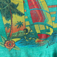 1980s Totally Thinned Out and Heavily Stained Puerto Rico Tank Top