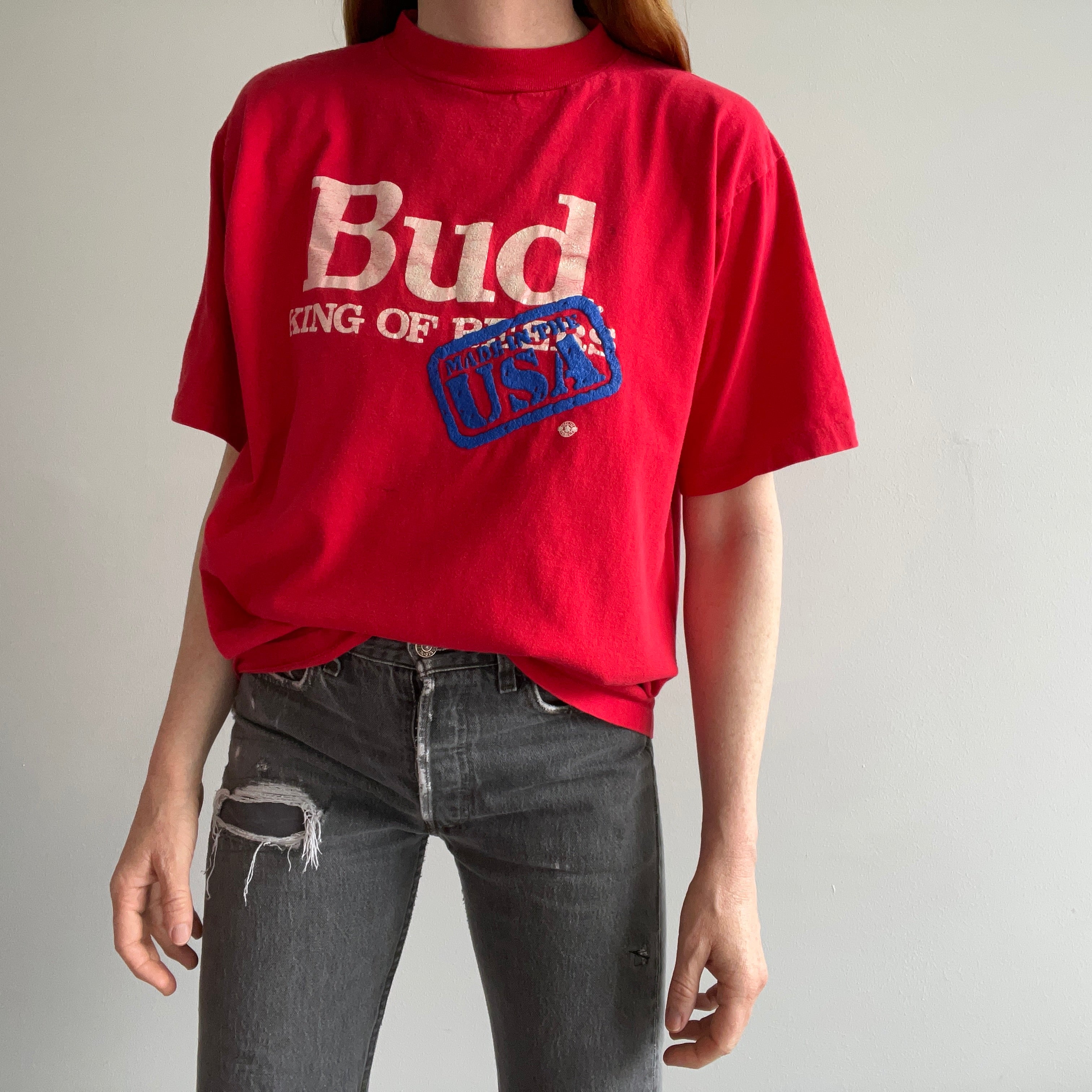 1980s Bud - The King Of Beers - Cotton T-Shirt