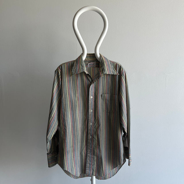 1970/80s Checkered Cotton Blend Button Up Dad Shirt