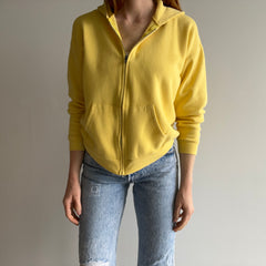 1980s Grass Fed Butter Yellow Soft Zip Up Hoodie - What a Gem!