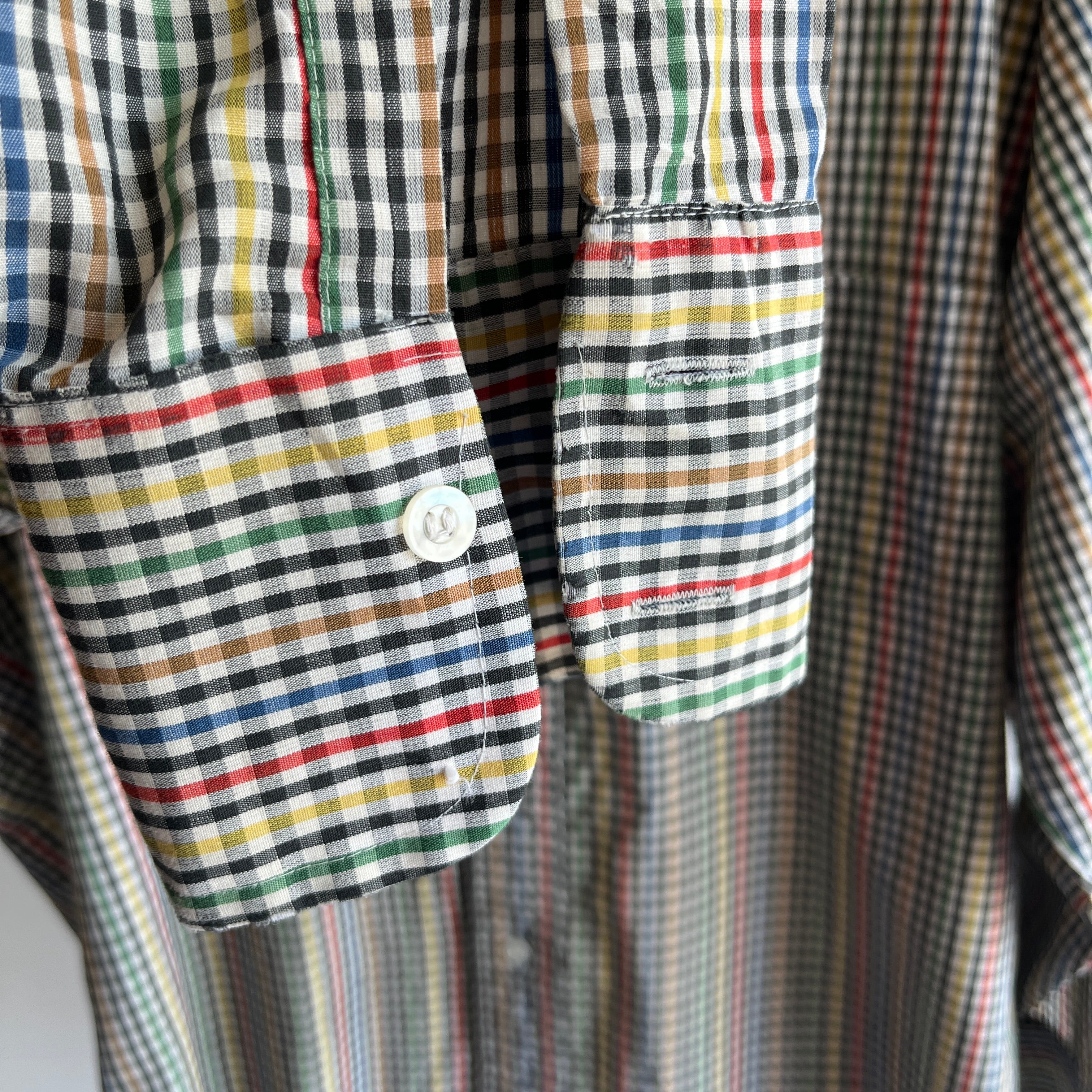 1970/80s Checkered Cotton Blend Button Up Dad Shirt