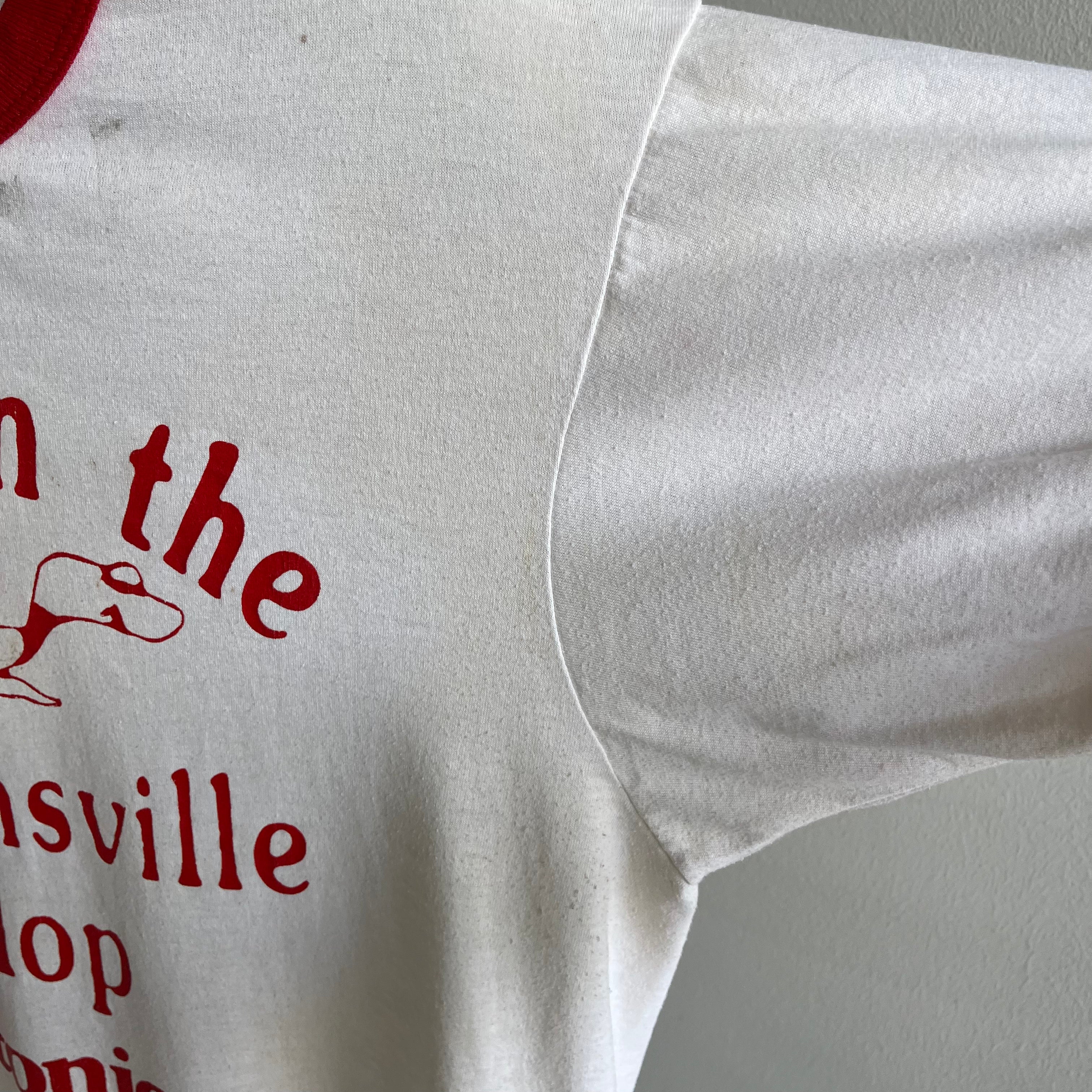 1980s I Ran The Grahamsville Gallop Screen Stars Ring T-Shirt