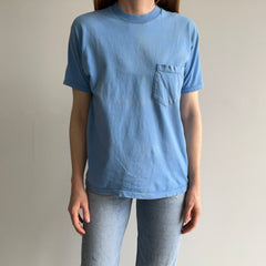1970/80s Baby/Sky Blue Soft Cotton Pocket T-Shirt