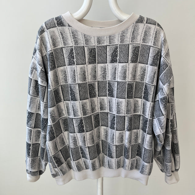 1980/90s Geometric Pattern Fleece Sweatshirt