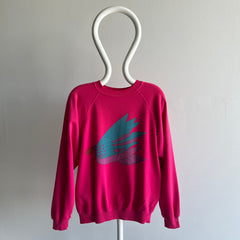 1980s Soft and Worn Dove (?) with a Heart in It's Mouth Slouchy Sweatshirt