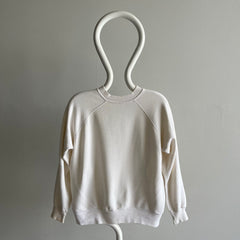 1980s Blank White Age Stained Raglan Sweatshirt