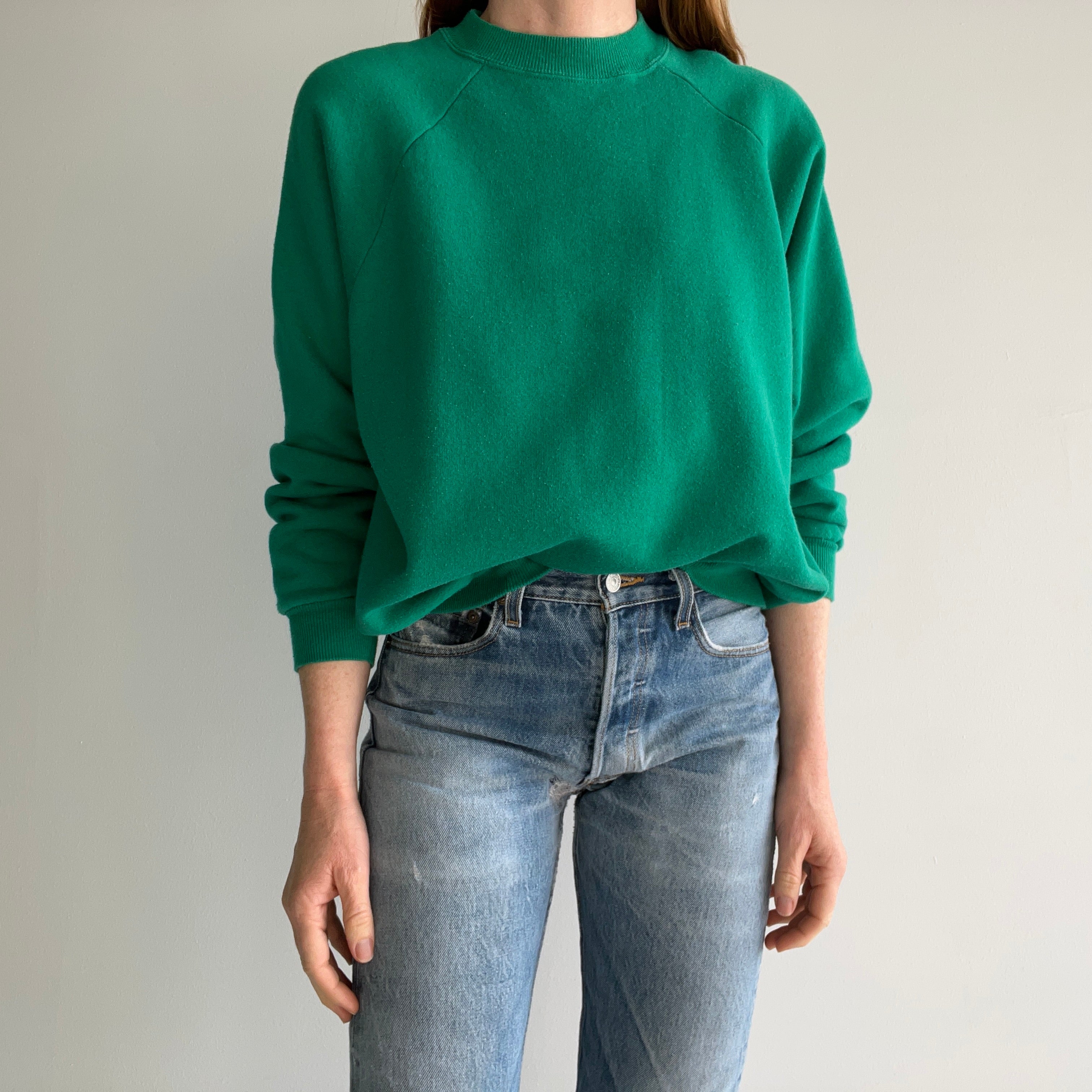 1990s HHW Blank Green Raglan Sweatshirt