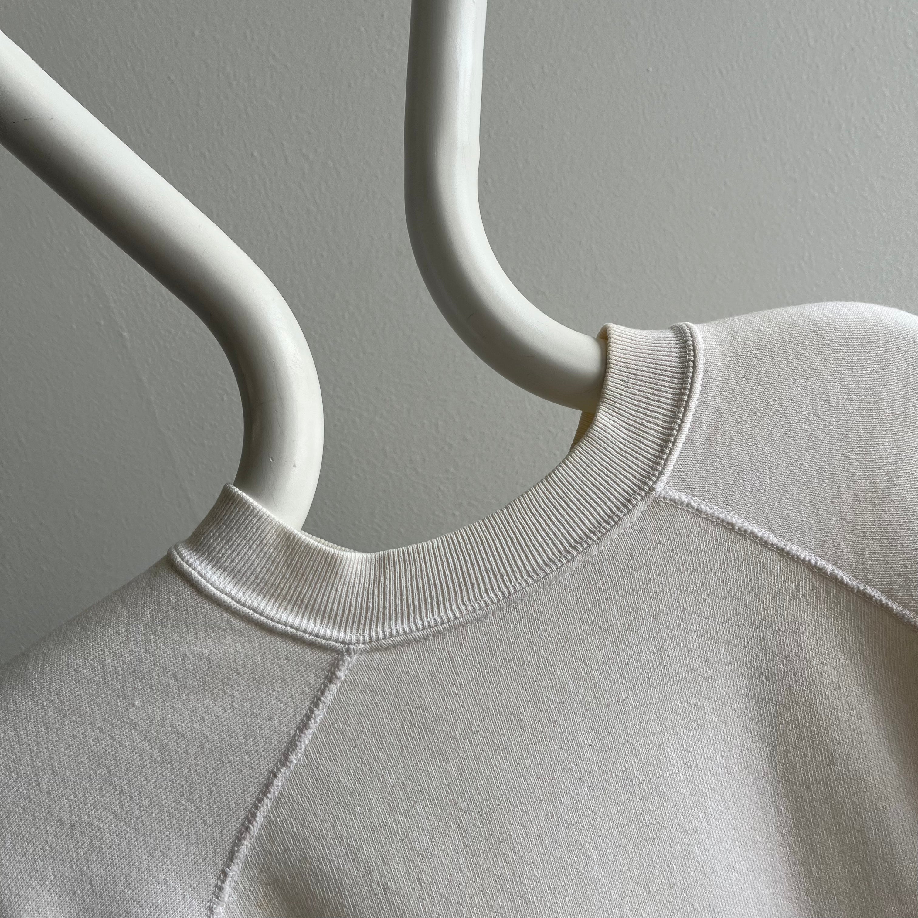 1980s Blank White Age Stained Raglan Sweatshirt