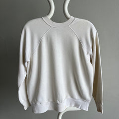 1980s Blank White Age Stained Raglan Sweatshirt