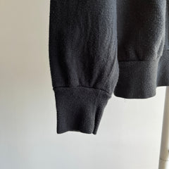 1980s Blank Black Super Soft Acrylic Single V Sweater/Sweatshirt