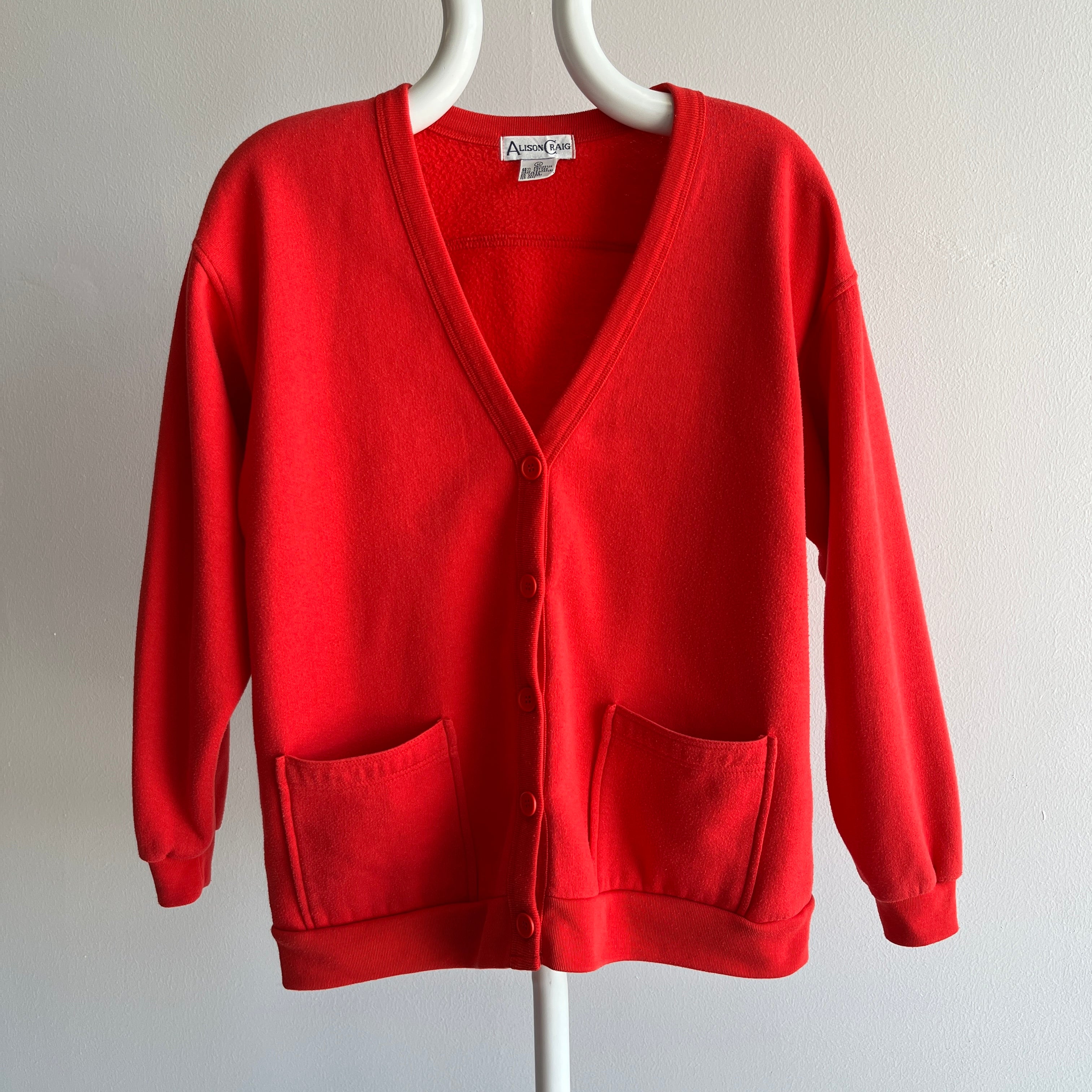 1980s Red Cardigan Sweatshirt - YES