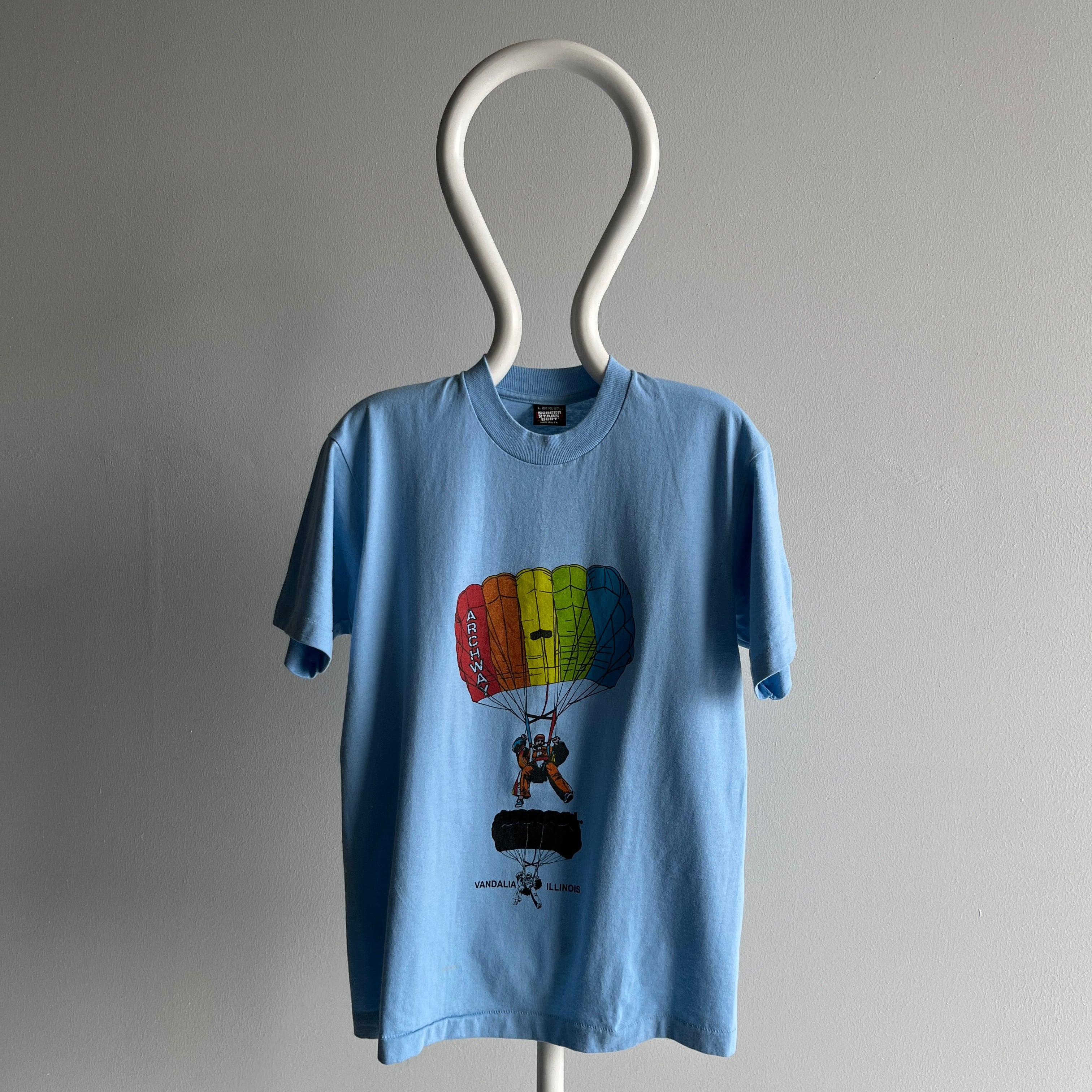 1980s Archway Vandalia, Illinois Parachuting T-Shirt by Screen Stars