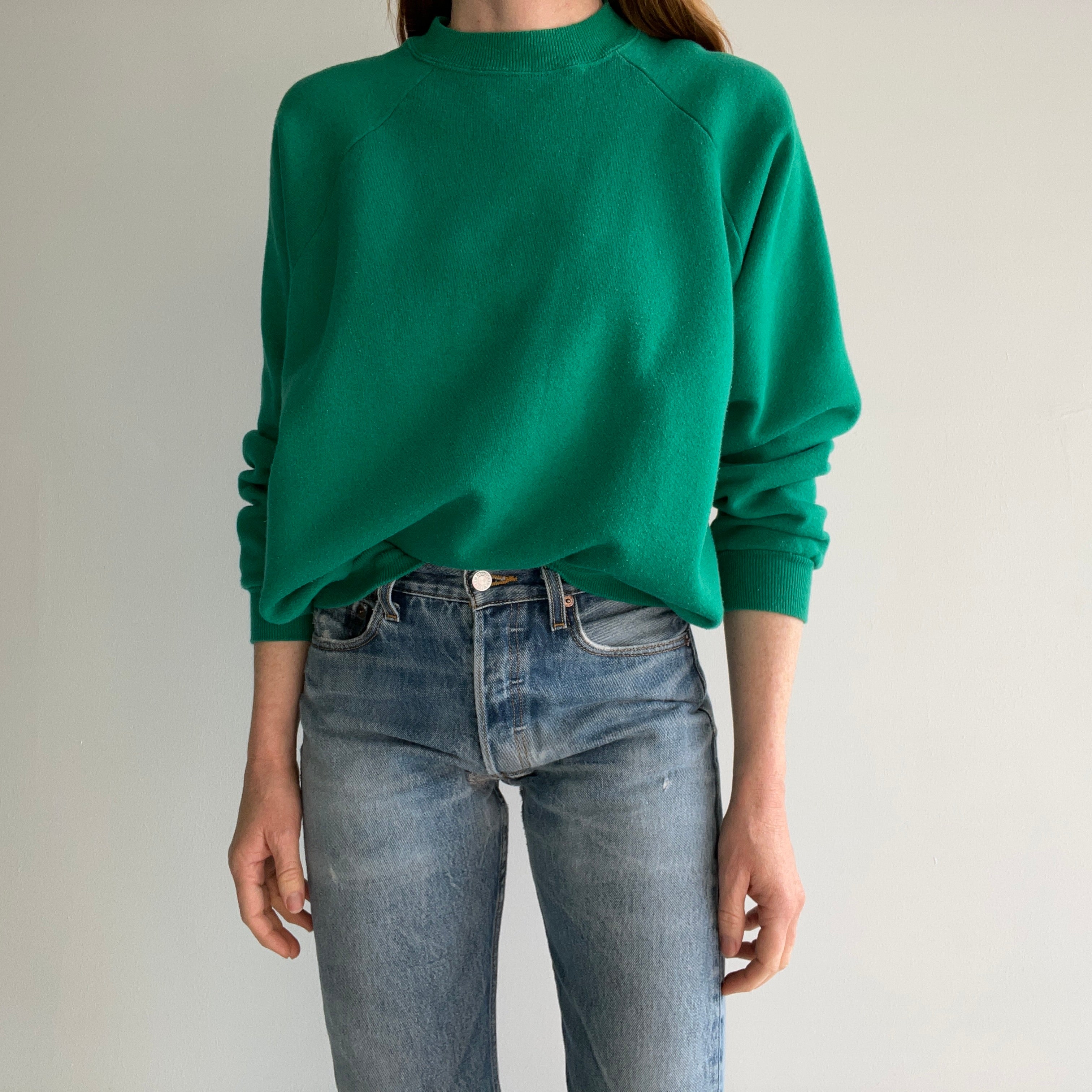 1990s HHW Blank Green Raglan Sweatshirt