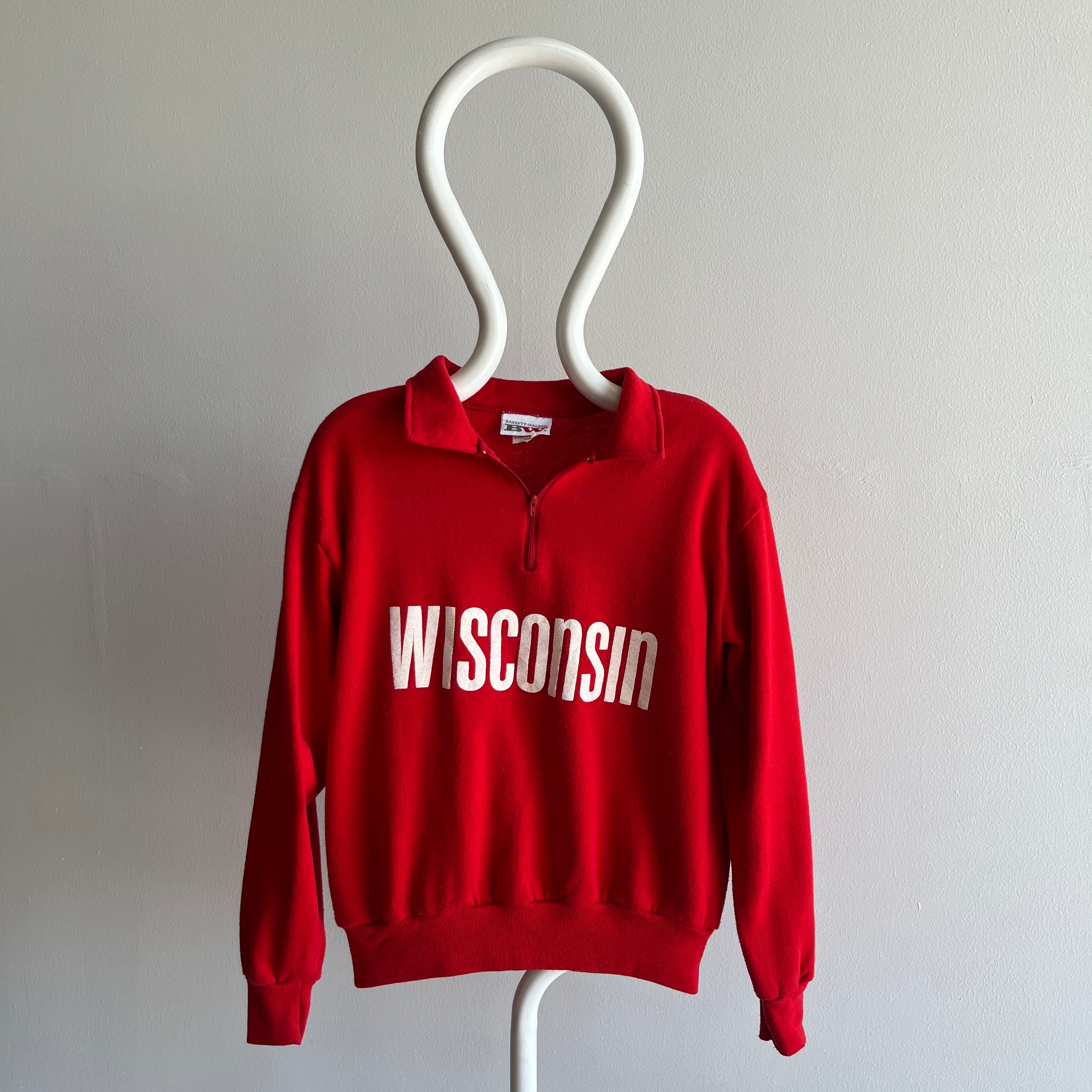 1980s 1/4 Zip Wisconsin Sweatshirt by Bassett Walker