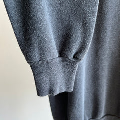 1980s Faded Black to Gray Slouchy Delight of a Raglan Sweatshirt