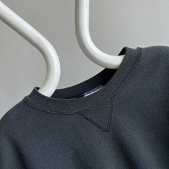 1980s Blank Black Medium Weight Sweatshirt Classic Single-V Relaxed Fit Sweatshirt