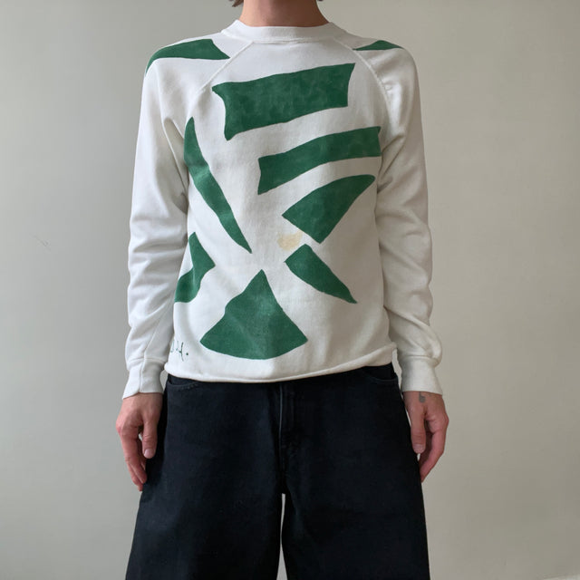 1970s Green Abstract DIY Art Raglan Sweatshirt