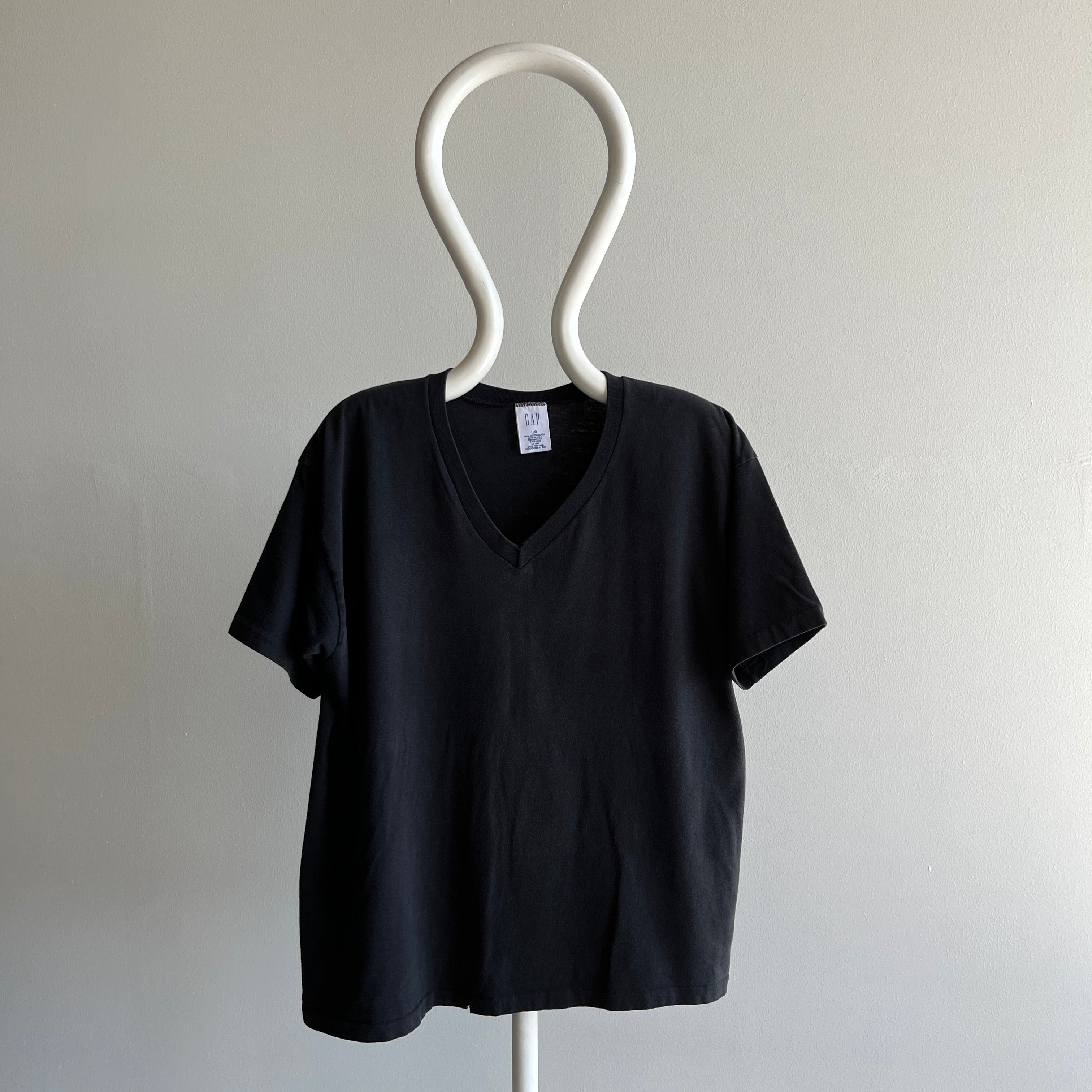 1990s USA Made Blank Black V-Neck by GAP